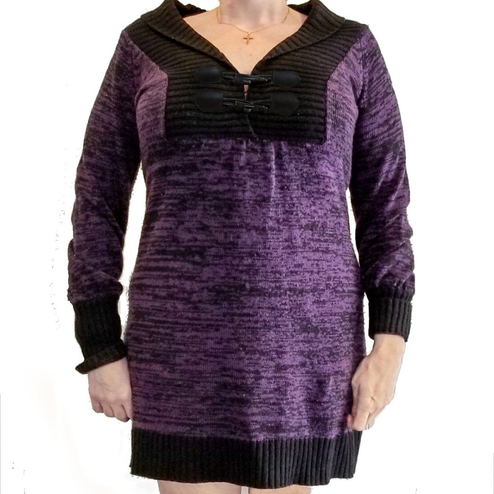 Purple and Black Sweater Dress